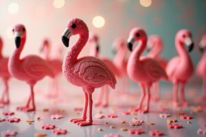 14 Zuckerfiguren Flamingos für Feste