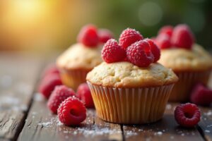 Köstliche Muffins mit Himbeeren