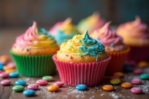 Bunte Muffins mit Smarties